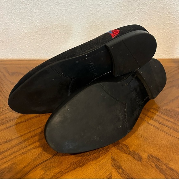 TALLIA Black Embroidered Enrico Bird Men's Shoes Size 8 - Picture 6 of 7